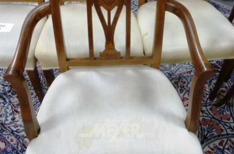 10 Stühle und 2 Armlehnstühle, Mahagoni,