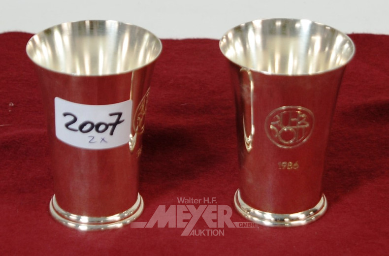 2 kl. Pokalbecher, 800er Silber, dat. 86