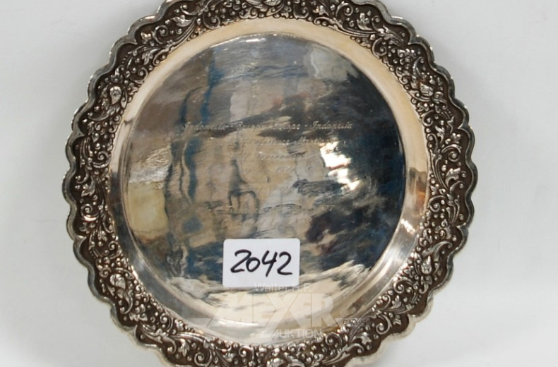 Teller, 800er Silber, mit Rankendekor