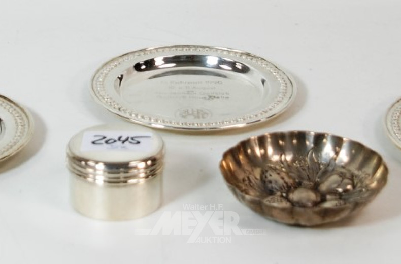3 kl. Pokalteller, 800er Silber sowie