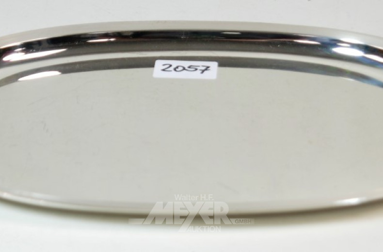 ovales Gläsertablett, 800er Silber,