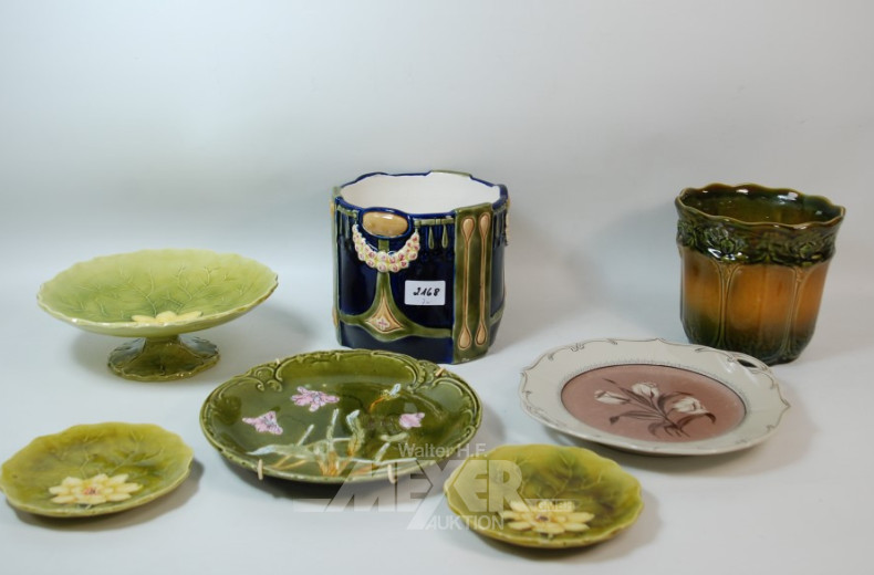7 Teile Keramik: Überfangtöpfe, Tisch-