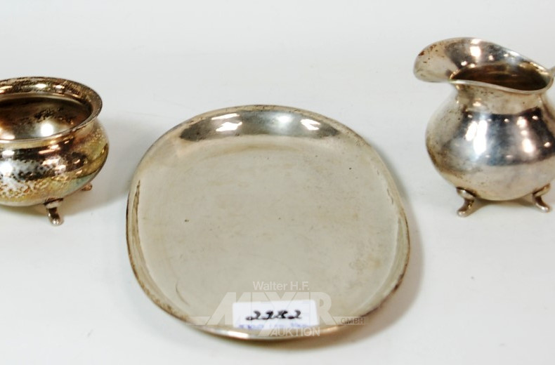 Zucker-Rahm-Set, 3-tlg., 830er Silber