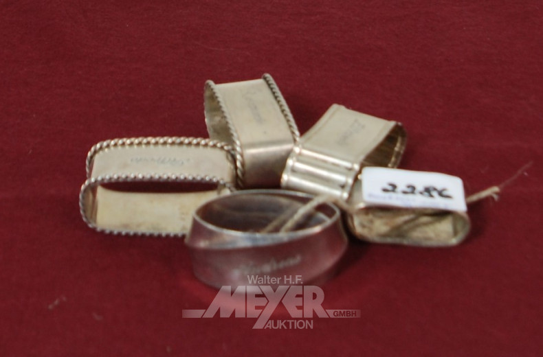 5 Serviettenringe mit Gravur,