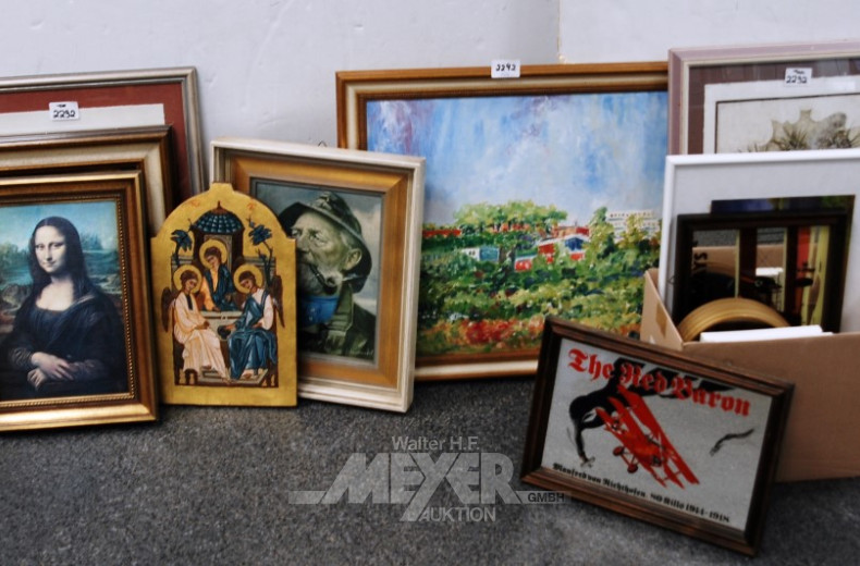 15 versch. Bilder: Stadtansichten, Ikonen,