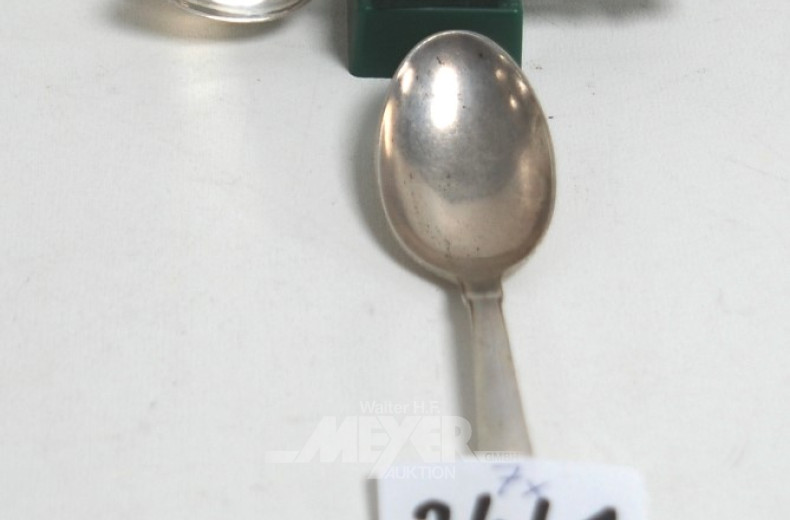 7 kl. Löffel, 800er Silber, ca. 85 g