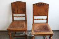 2 Stühle, Eiche, Leder-Sitzfläche
