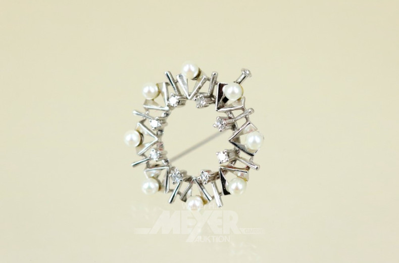 runde Kranzbrosche, 585er WG, besetzt