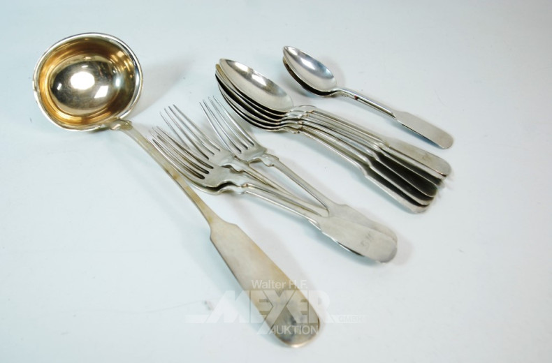 13 Besterckteile, 800er Silber,