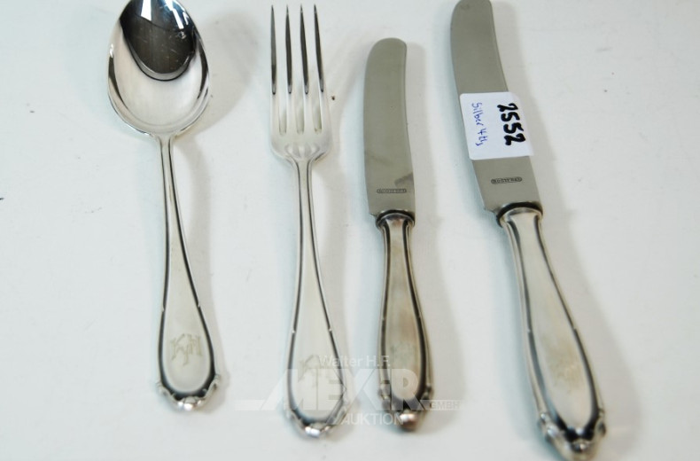 Besteck, 4-tlg., Silber,
