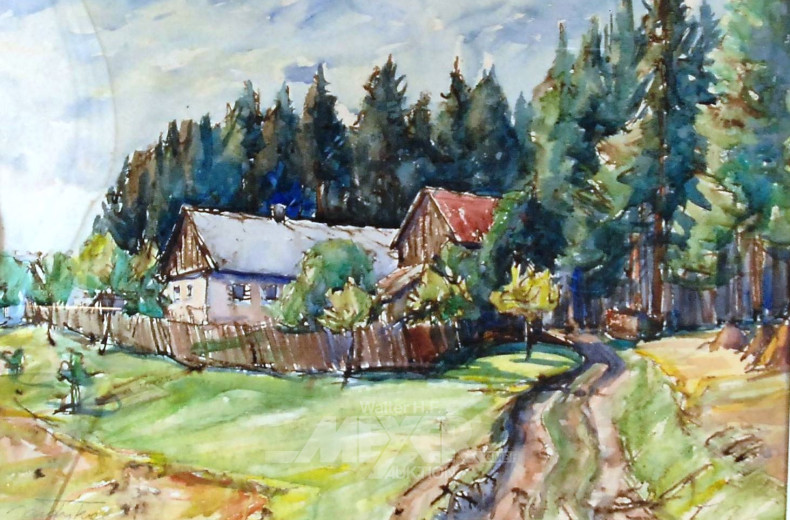 Aquarell ''Dorfansicht''