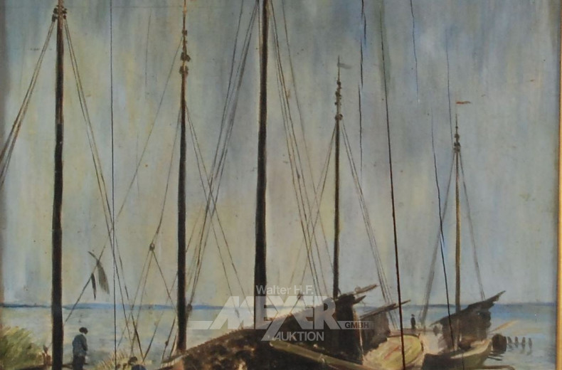 Gemälde ''Fischerboote am Ufer''