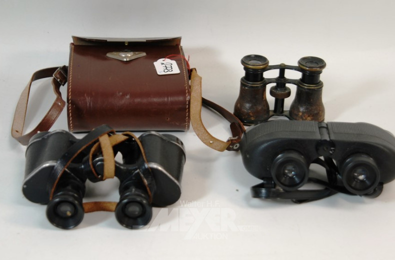 2 Ferngläser 6x30 u.8/30 sowie ein
