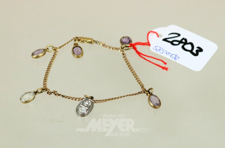 kl. Rundpanzerarmband, 585er GG, mit 4