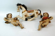 2 Engelsputen u. Holz-Marionette ''Pferd''