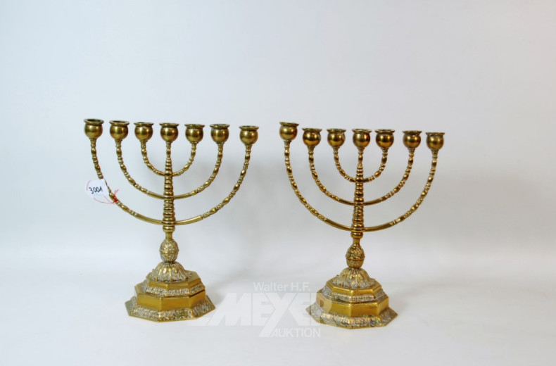 Paar Chanukka-Leuchter, Messing