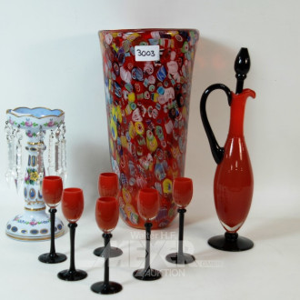 3 Teile Glas/ Kristall; Vase,