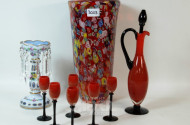 3 Teile Glas/ Kristall; Vase,