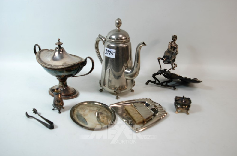 Posten versilberte Dekorationen: