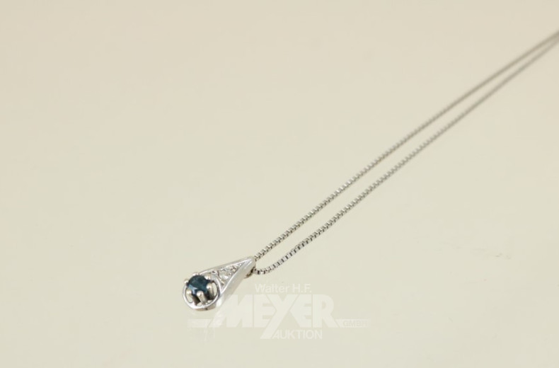 Kettchen, 585er WG, mit Safiranhänger