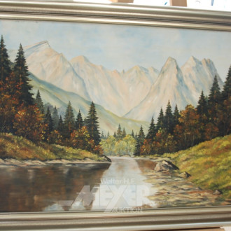 Gemälde ''Berglandschaft mit Fluss''