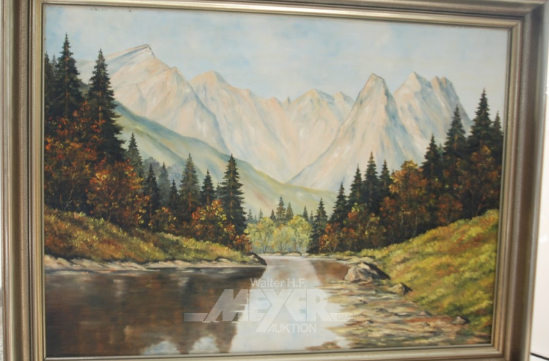 Gemälde ''Berglandschaft mit Fluss''