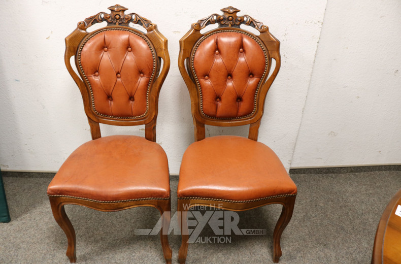 6 Stühle, Lederbezug: rot-braun, genagelt,