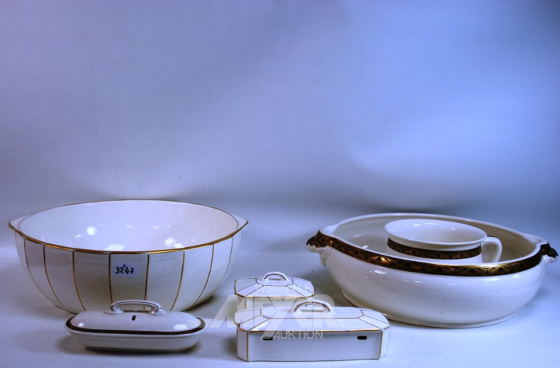 6 Teile Porzellan: 2 große Schalen,