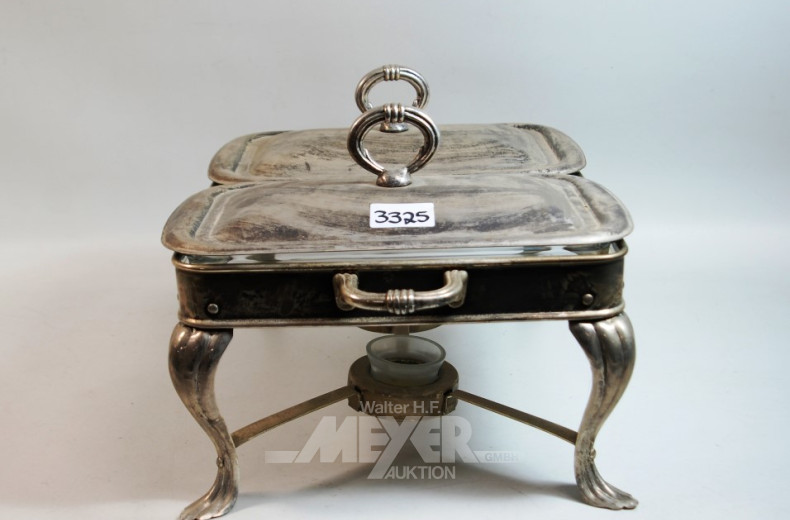 Rechaud mit 2 Glaseinsätzen