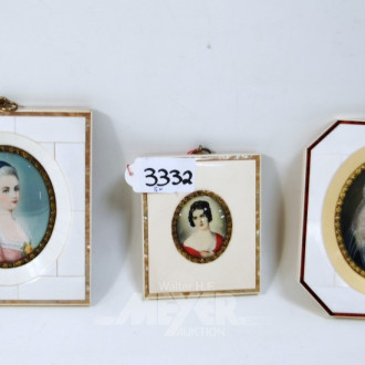 3 Miniatur - Bilder ''Damen''