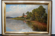 Gemälde ''Flußlauf mit Windmühle''