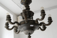 Deckenlampe, um 1900, 8-flammig,