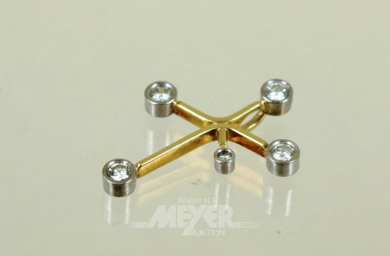 Anhänger, 750er GG mit 5 kl. Diamanten