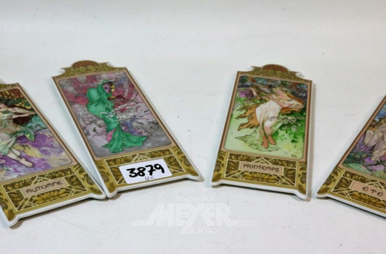 4 Porz.-Wandplaketten,'' Die Jahreszeiten''