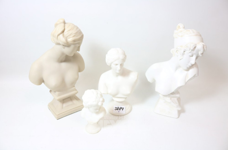 4 Büsten, Kunststein-Repliken