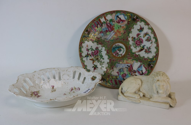 Schale, 1 Teller, 1 Figur ''Löwe''