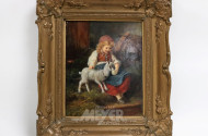 Gemälde, ''Mädchen mit Ziege'', unsigniert