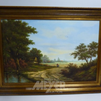 gr. Gemälde, ''Landschaft mit Staffagen''