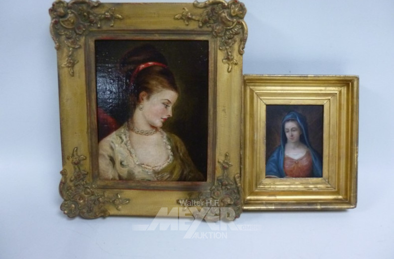 2 kl. Gemälde ''Damenportraits''