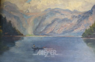 kl. Gemälde ''Ruderboot im Gebrigssee''