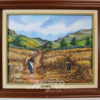 Gemälde ''Getreide-Ernte im Gebirge''