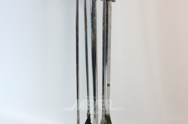 Kamin-Set, 4-tlg., chromfarben