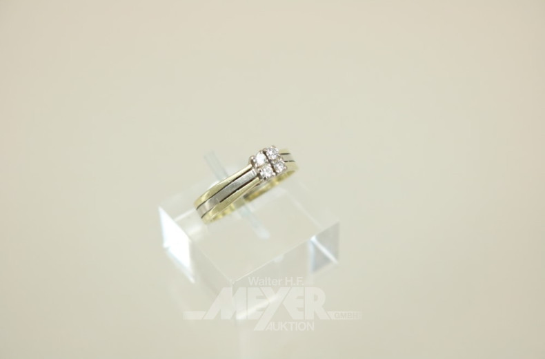 Damenring, 585er GG, mit 4 Diamanten