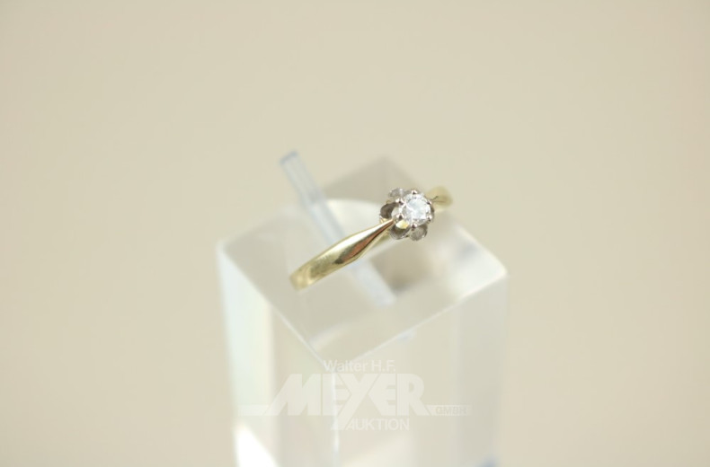 Damenring, 585er GG, mit 1 Brillanten
