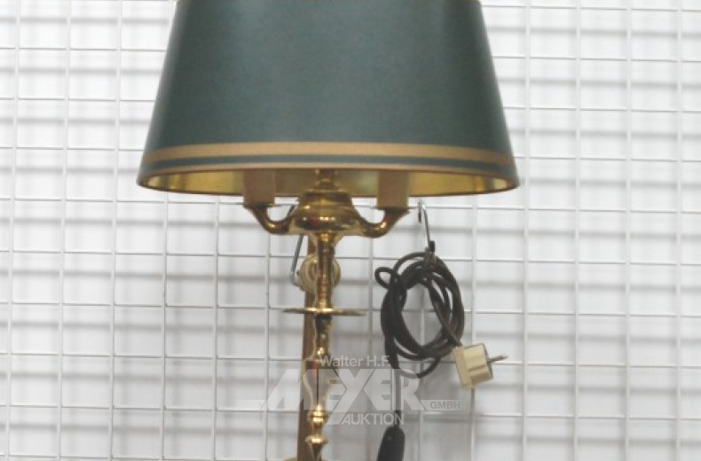 Wandlampe, Messing, grüner Schirm,