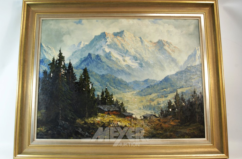 Gemälde ''Hütte vor Bergmassiv''