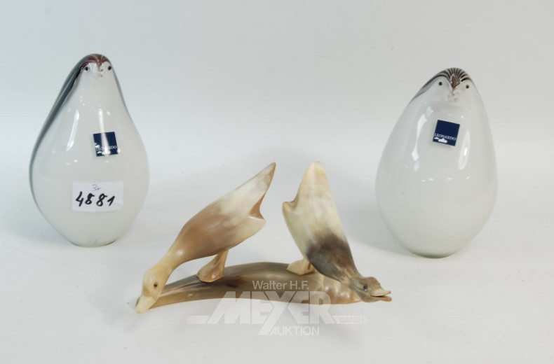 2 Glas-Figuren ''Leonardo'': Pinguine
