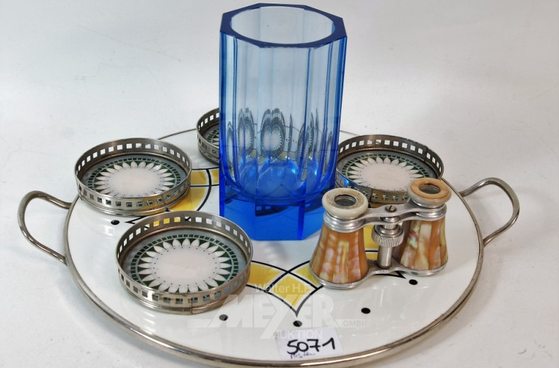 Tortenplatte, 1 Vase, Glasuntersetzer