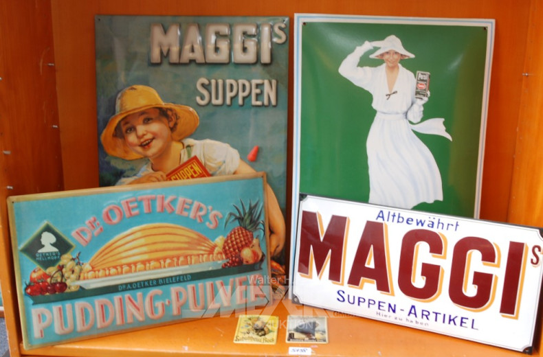 6 div. Werbeschilder, Reproduktion