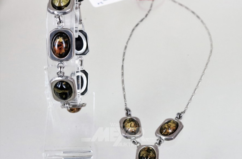 Schmuck-Garnitur, 3-tlg., Silber: